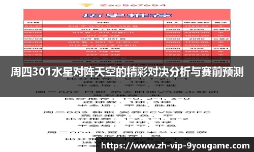 周四301水星对阵天空的精彩对决分析与赛前预测